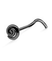 Concentric Circle Silver Curved Nose Stud NSKB-1006